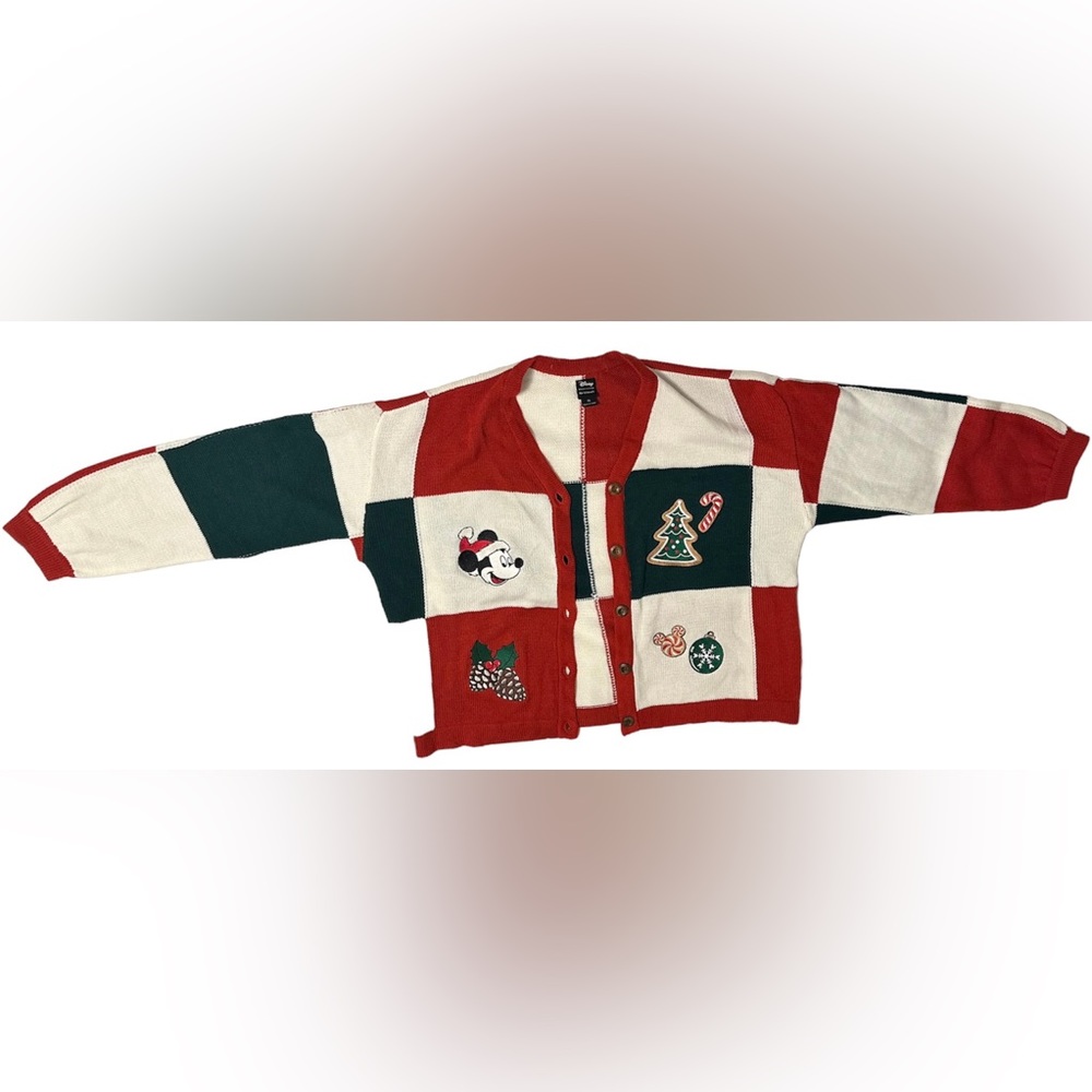 Her Universe Disney Holiday Mickey Mouse Patchwork Sweater Cardigan Size XL